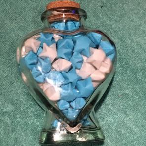 Origami Blue and White Stars in a Jar