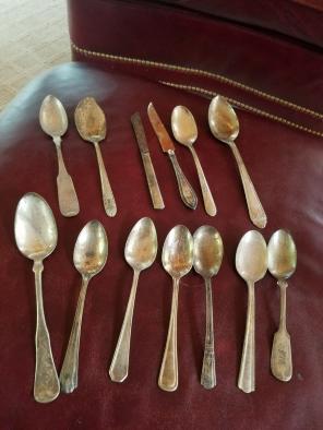 Antique spoons and 2 knifes