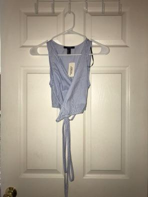 NWT Forever 21 Striped Wrap Crop Top