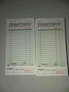 Guest checks 10 books total 500 sheets