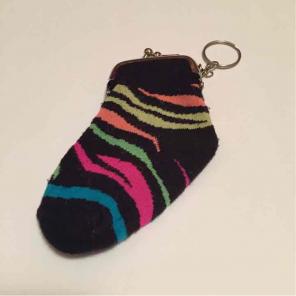 Rainbow Zebra Mini Sock Change Purse