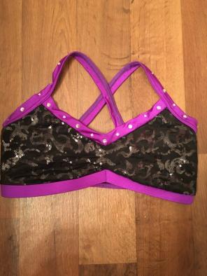 Sequin Black And Purple Dance Top Size M