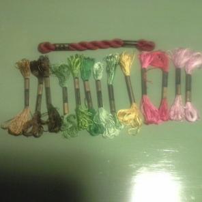 13 skeins of vintage rayon thread