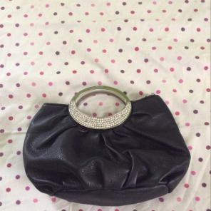 Medium Black Purse W/Rhinestones