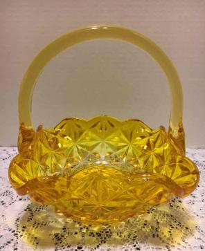 Beautiful Yellow Depression Glass Basket