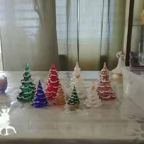 Lot of fenton Christmas trees
