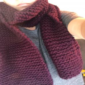 Deep Burgundy Handmade Knitted Scarf
