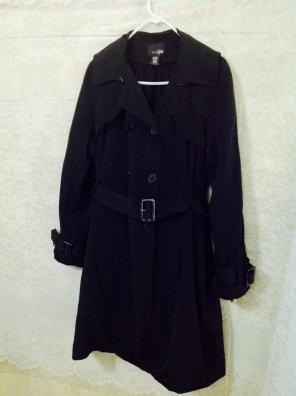 Women Large 5th East Black Trench Coat.