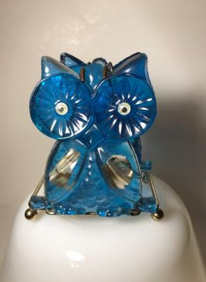 Vintage Lucite Owl Napkin Holder Teal