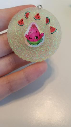 Watermelon shopkin glitter resin piece