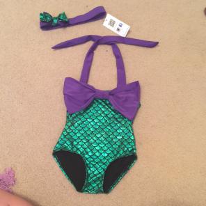 NWT Mermaid Swimsuit With Bow 2T