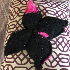 Pink And Black Flower Shaped Pillow