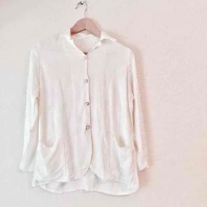 Vintage ivory white blouse jacquard top