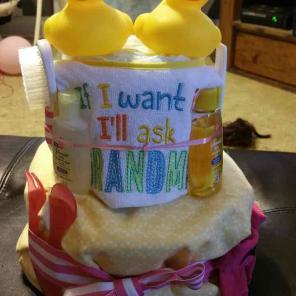 Duck themed diaper cake