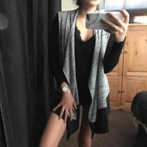 Grey & Black Sleeveless Cardigan