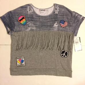 NWT Flowers By Zoe Fringe Patch Top Sz L