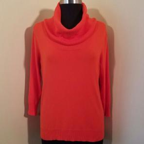 Orange Cowl Knit Sweater, Medium