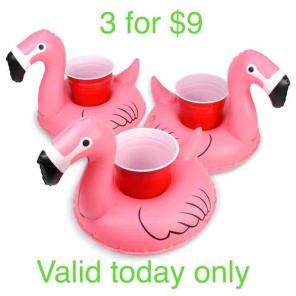 3 Inflatable Flamingo Drink Holders