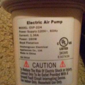 Electric air Matress pump $38.00