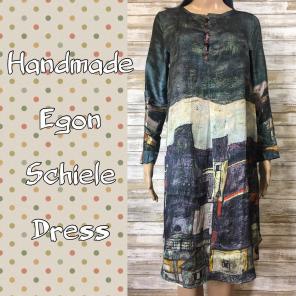 Handmade Egon Schiele Houses Print Dress