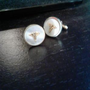 Vintage 1950 Caduceus cuff links