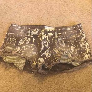 Free people printed denim shorts