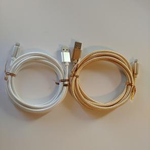 2x iPhone 6ft Cables Gold Silver Nylon