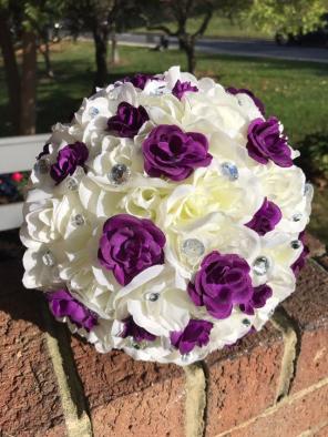 Purple Silk Flowers Bridal Bouquet