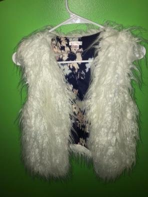 White Furry Vest