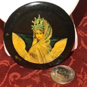 Vintage Russian Papier Mache Brooch