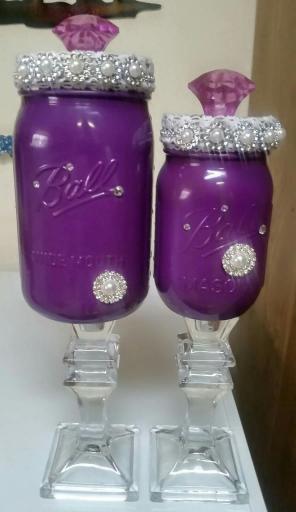 Handcrafted Mason Jars on Crystal Pedest
