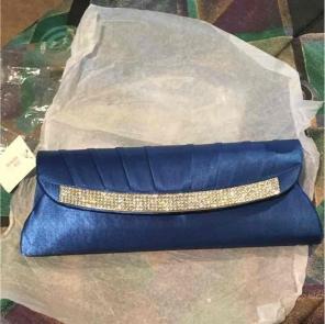 Sapphire Evening Clutch with Rhinestone