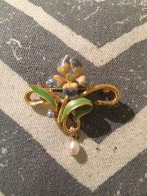 Joan Rivers Flower Pearl Dangle Brooch