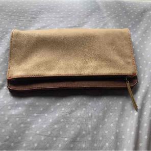 Brown fold-over clutch