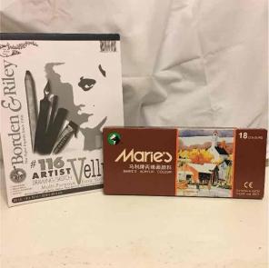 ART SET PAPER AND 18 ACRYLIC PAINT