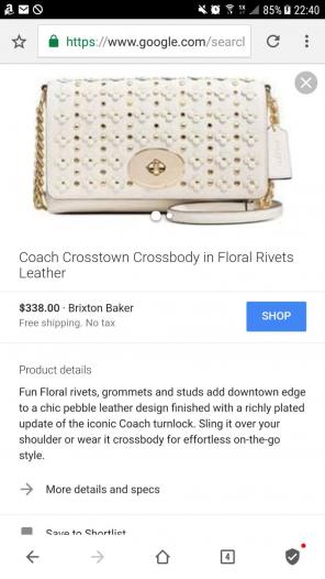 White Coach Crossbody w/ Flower Rivets