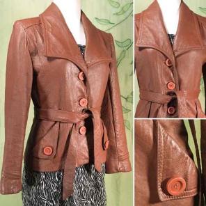 Vintage 70s 80s belted leather jacket
