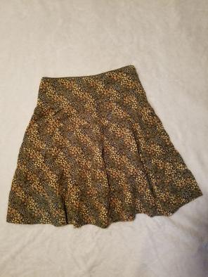 Green floral corduroy tiered skirt
