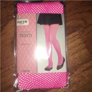 Child sz S costume fishnet tights pink