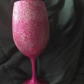 Pink and Silver Glitter Glass