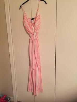 Coral And White Jumpsuit