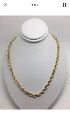 10K REAL SOLID GOLD ROPE CHAIN
