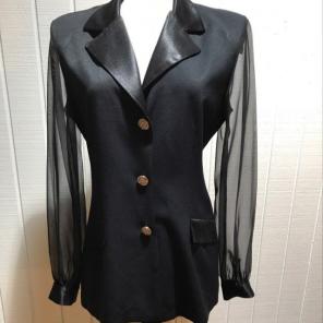 J. R. Nites Black Blouse W/Sheer Sleeves