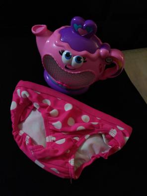 Swim bottom Polk dots hot pink