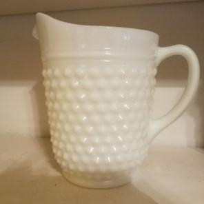 Vintage Hobnail Milk Glass Pitcher