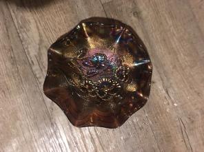 Pansy Decorated Vintage Glass Bowl