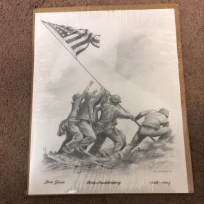 Iwo Jima lithograph SEALED 50th Anni