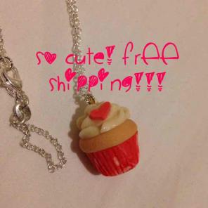 Cute vanilla cupcake necklace 18" chain
