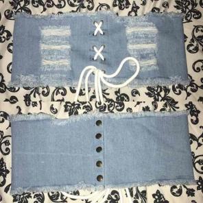 Denim corset belt