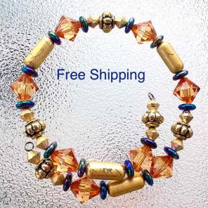 Orange Gold Crafting Bead 5 Wire Strands